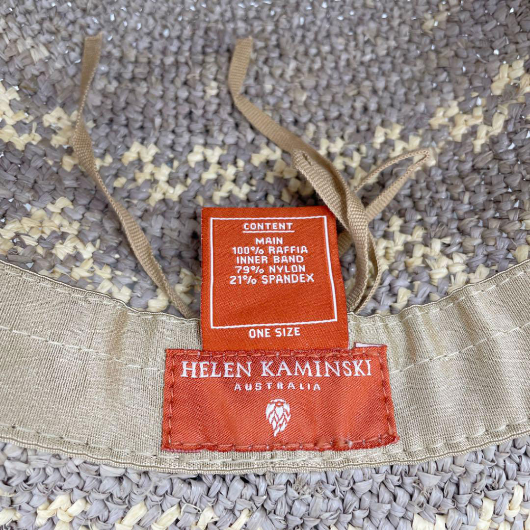 HELEN KAMINSKI ヘレンカミンスキー ラフィアハット 麦わら帽子 ブルー グレー