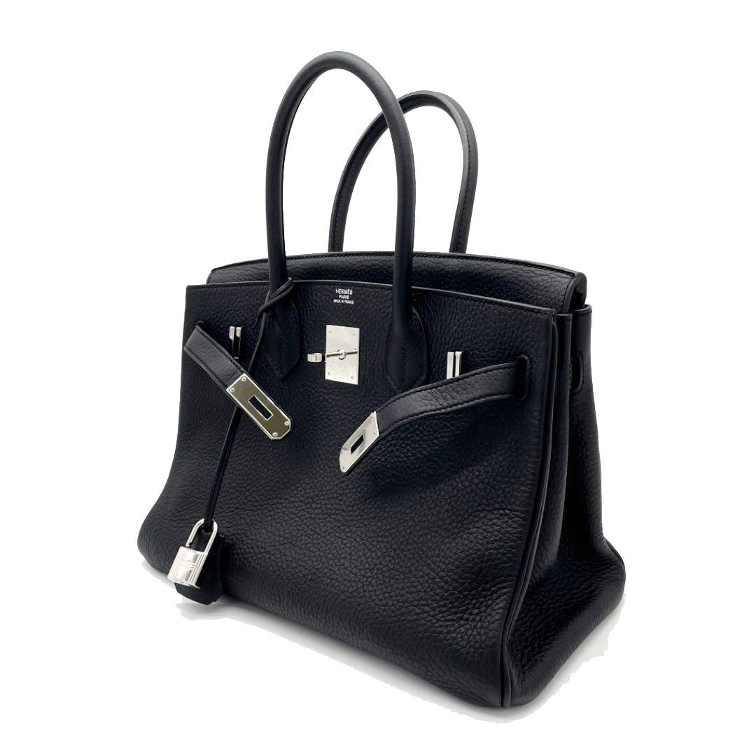 HERMES エルメス バーキン30 ハンドバッグ トリヨンクレマンス ブラック シルバー金具 □Q刻印（2013年頃製造）