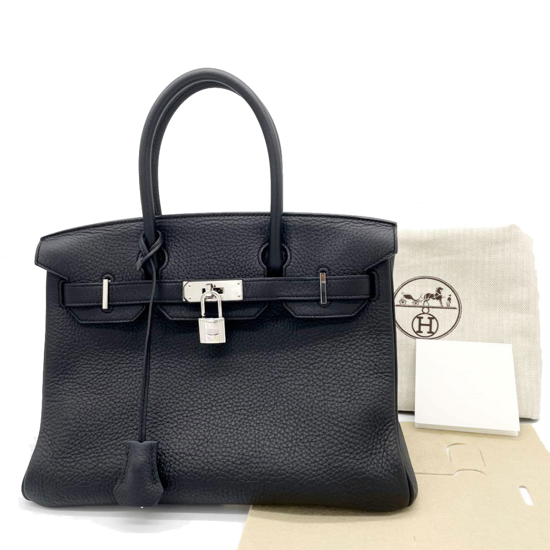 HERMES エルメス バーキン30 ハンドバッグ トリヨンクレマンス ブラック シルバー金具 □Q刻印（2013年頃製造）