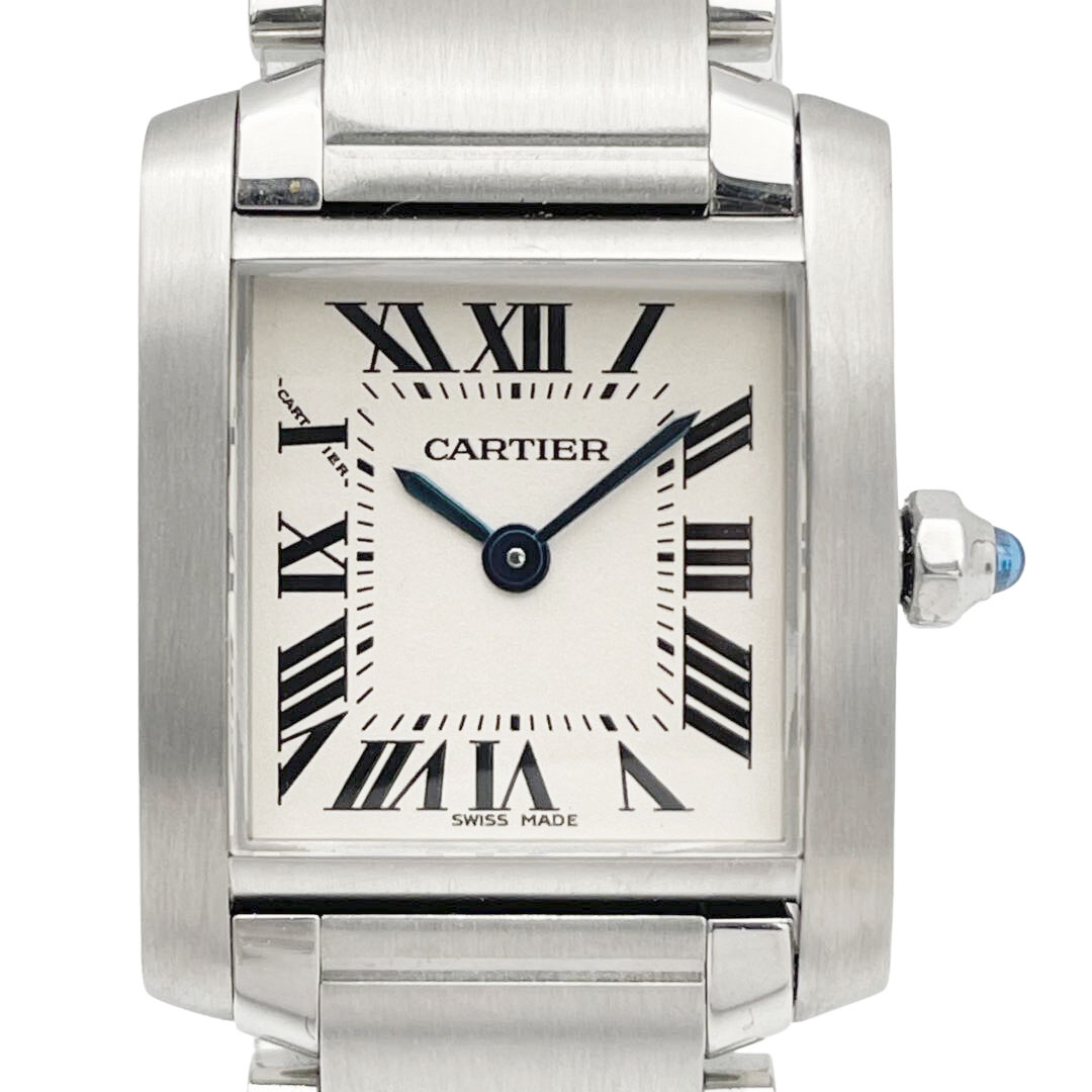 Cartier カルティエ タンクフランセーズSM レディース腕時計 QZ SS シルバー 白文字盤 W51008Q3