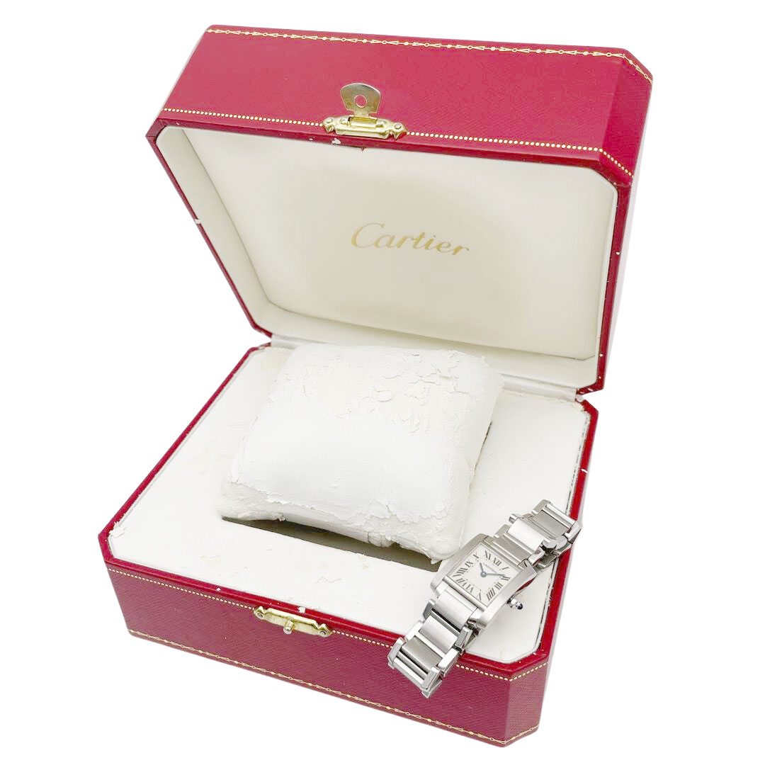Cartier カルティエ タンクフランセーズSM レディース腕時計 QZ SS シルバー 白文字盤 W51008Q3