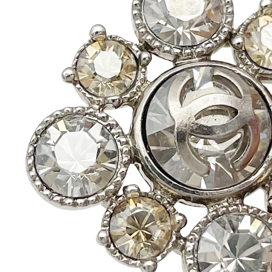 CHANEL シャネル フープピアス ミニココマーク ラインストーン 08C