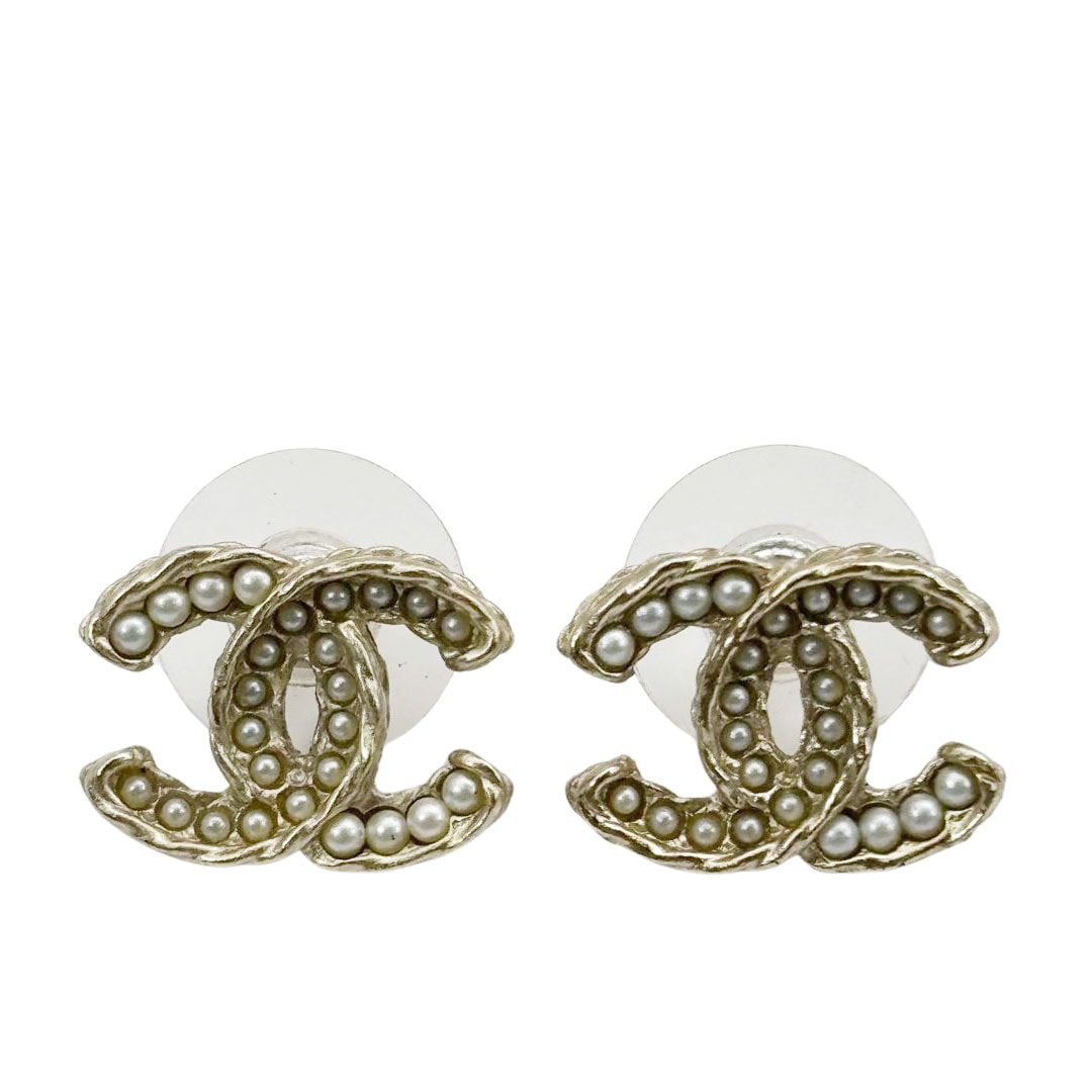CHANEL シャネル ピアス ココマーク フェイクパール A14B シャンパンゴールド シルバー