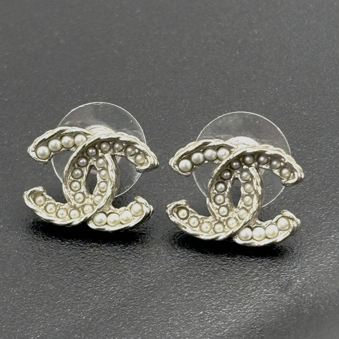 CHANEL シャネル ピアス ココマーク フェイクパール A14B シャンパンゴールド シルバー