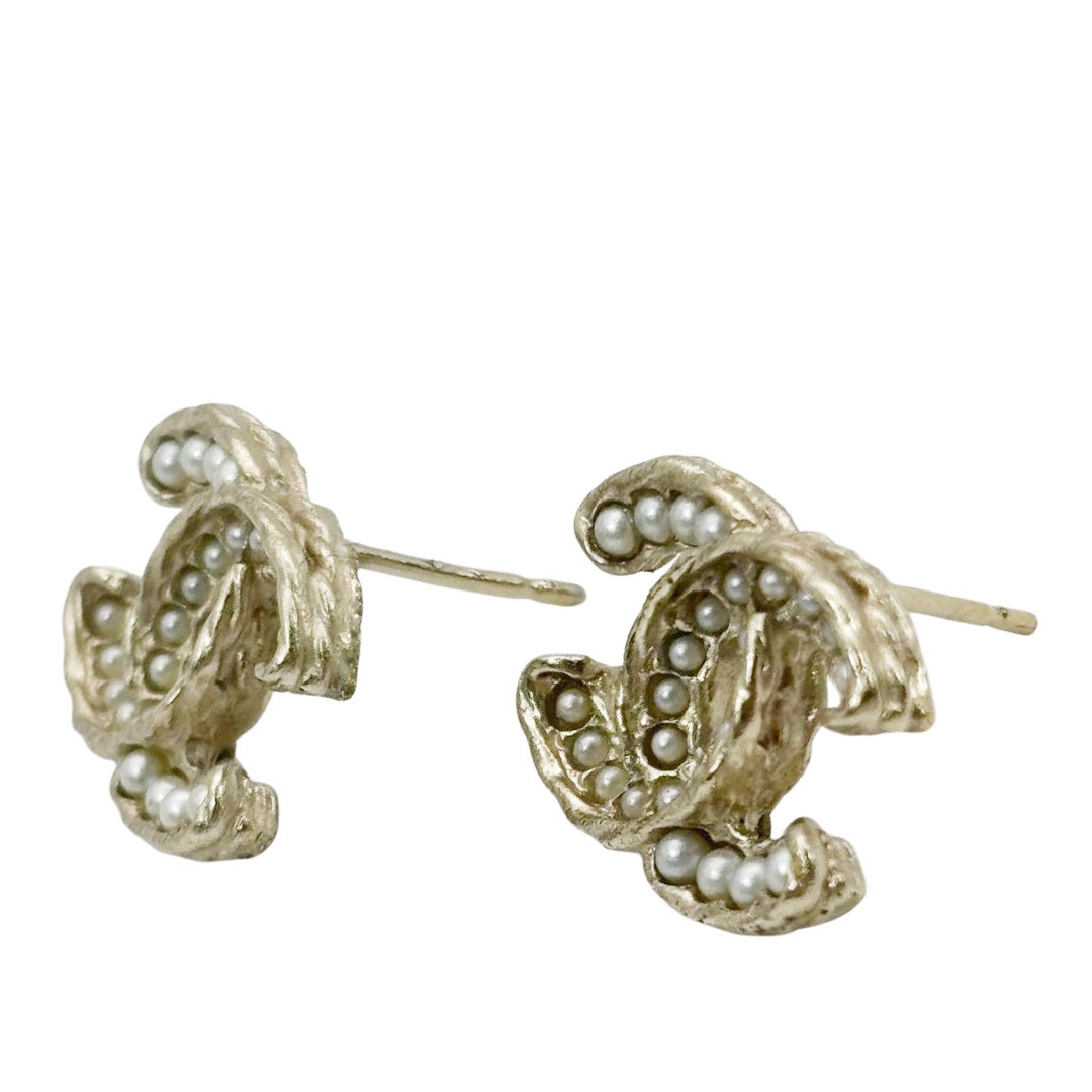 CHANEL シャネル ピアス ココマーク フェイクパール A14B シャンパンゴールド シルバー