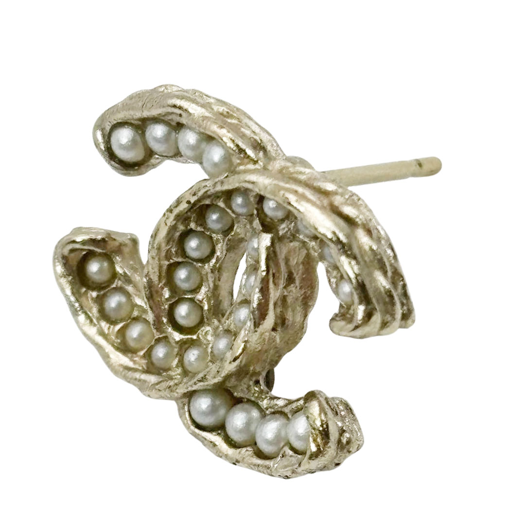 CHANEL シャネル ピアス ココマーク フェイクパール A14B シャンパン