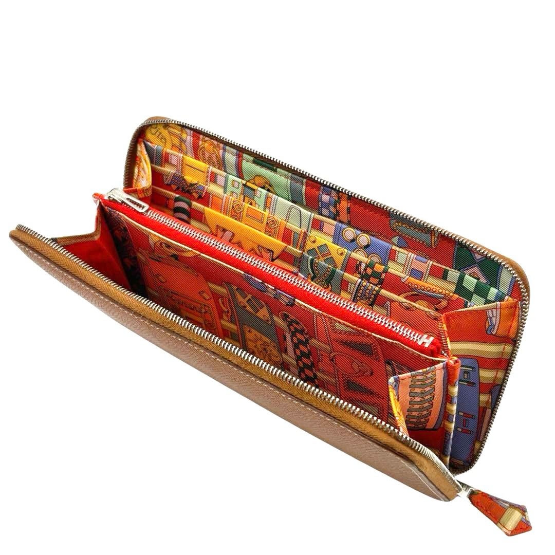 HERMES エルメス ラウンドファスナー 長財布 アザップ シルクイン