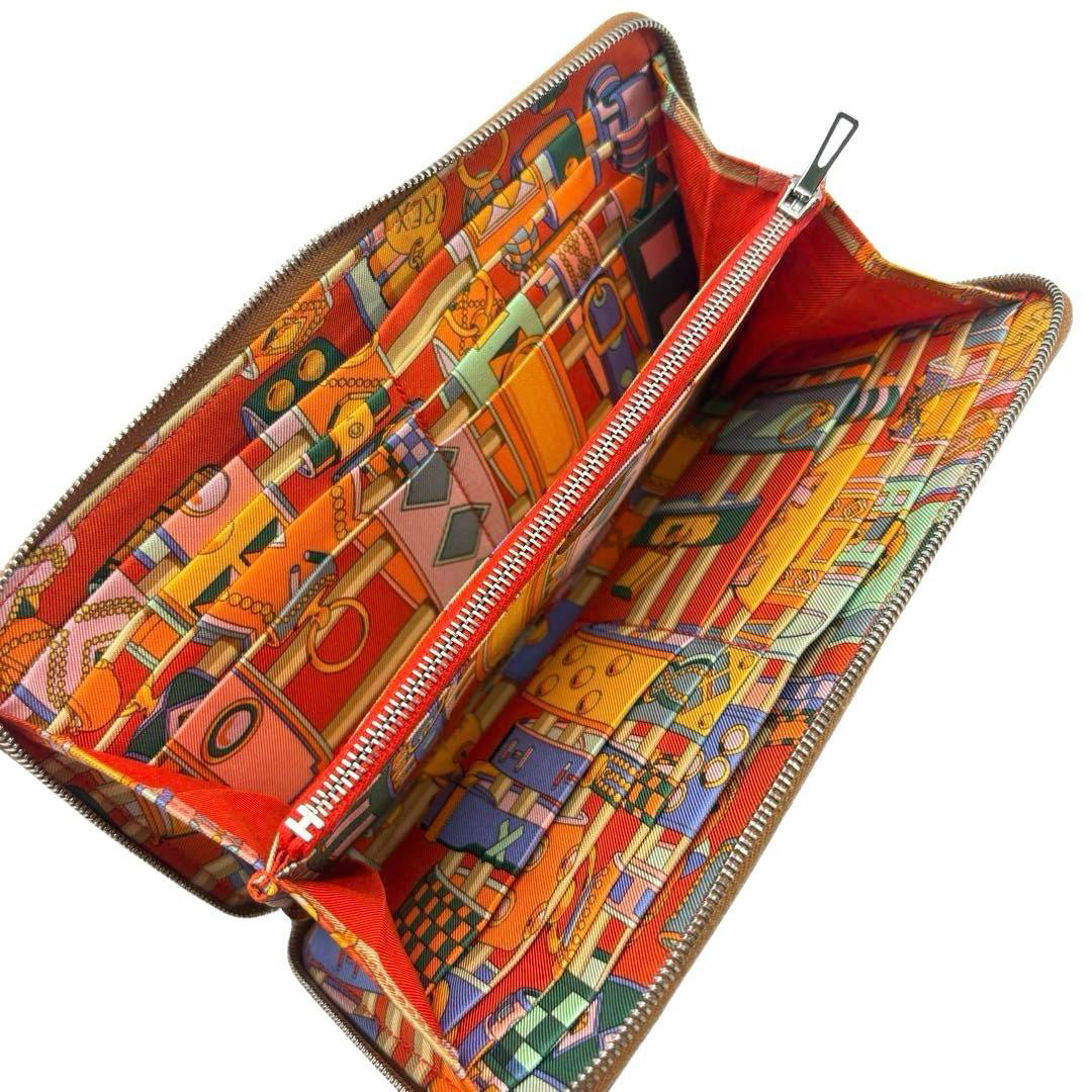 HERMES エルメス ラウンドファスナー 長財布 アザップ シルクイン
