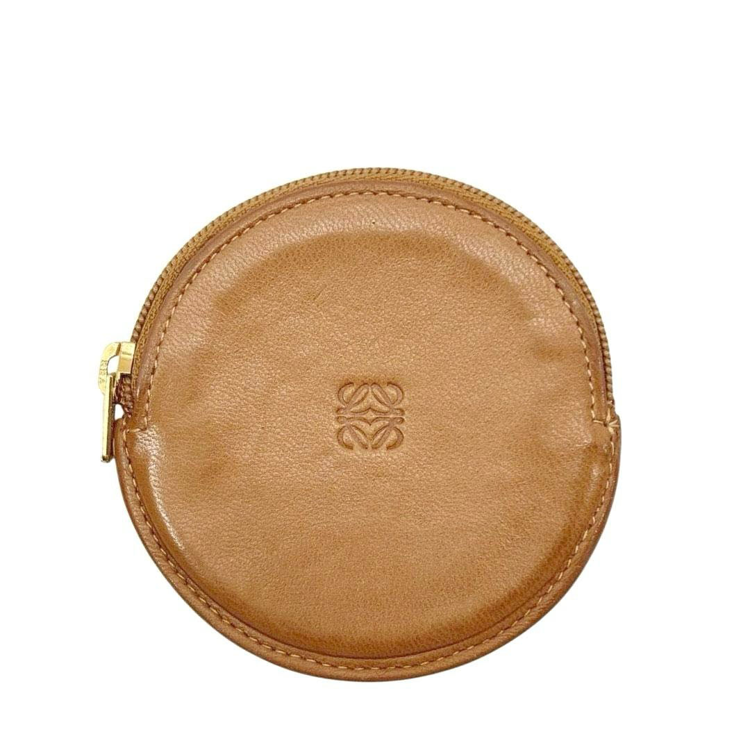 LOEWE ロエベ コインケース アナグラム レザー ライトブラウン/ゴールド金具