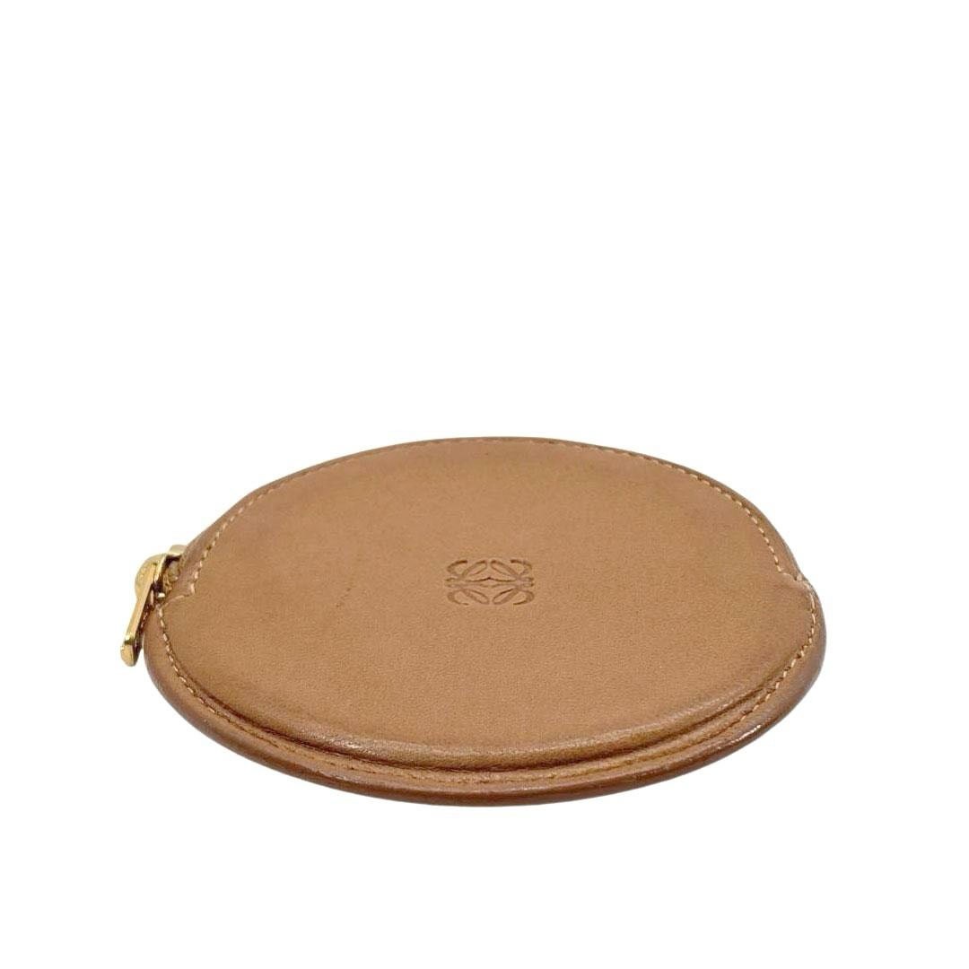 LOEWE ロエベ コインケース アナグラム レザー ライトブラウン/ゴールド金具