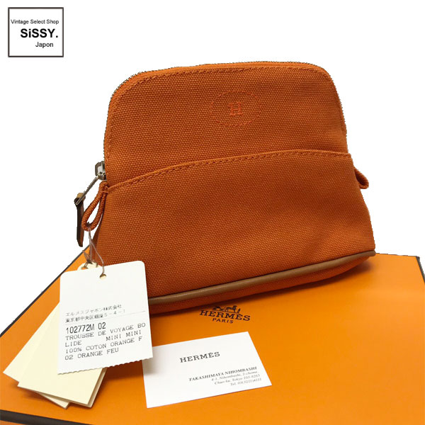 ■エルメス■ ボリードポーチ16 ミニミニ ポーチ キャンバス オレンジ 【HERMES】