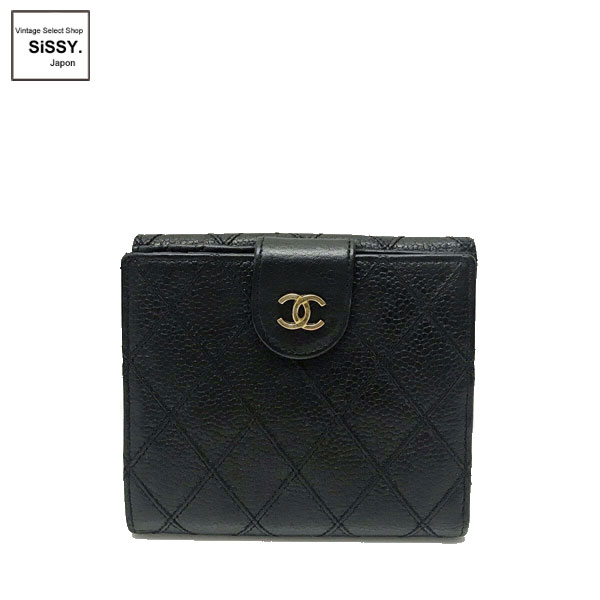 【✨美品✨】 シャネル ビコローレ 二つ折り財布 Wホック ブラック □シャネル□ ビコローレ Wホック 二つ折り財布 キャビアスキン