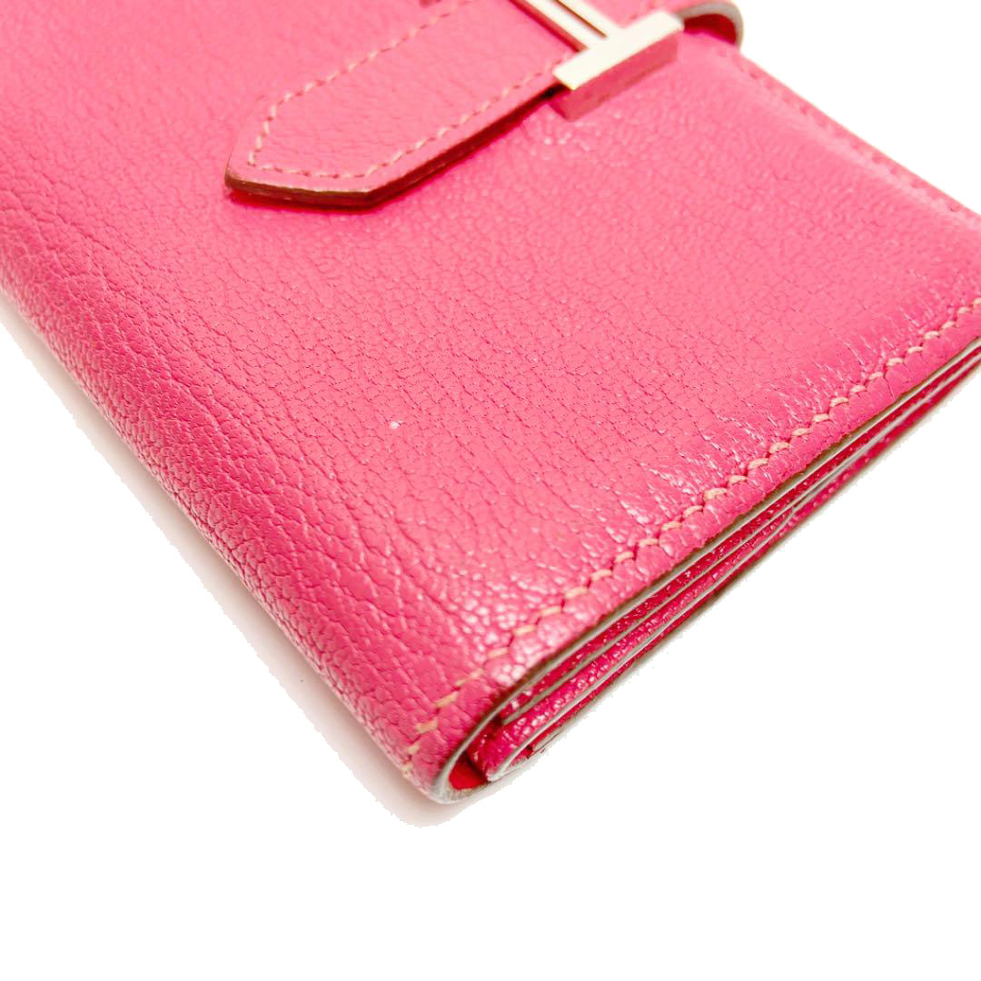 HERMES エルメス ベアンミニ 二つ折り財布 シェーブル ピンク系 シルバー金具  X刻印（2016年頃製造）