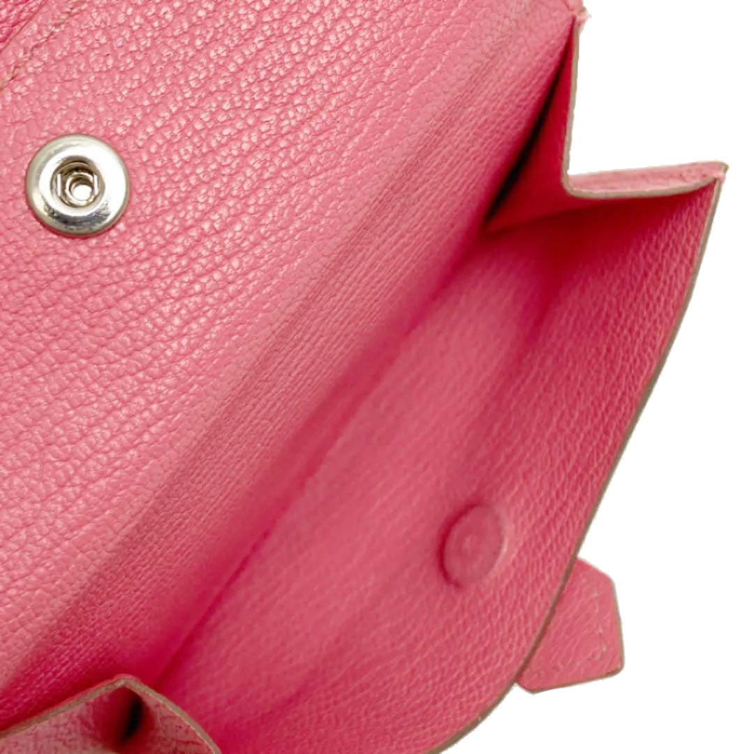 HERMES エルメス ベアンミニ 二つ折り財布 シェーブル ピンク系 シルバー金具  X刻印（2016年頃製造）