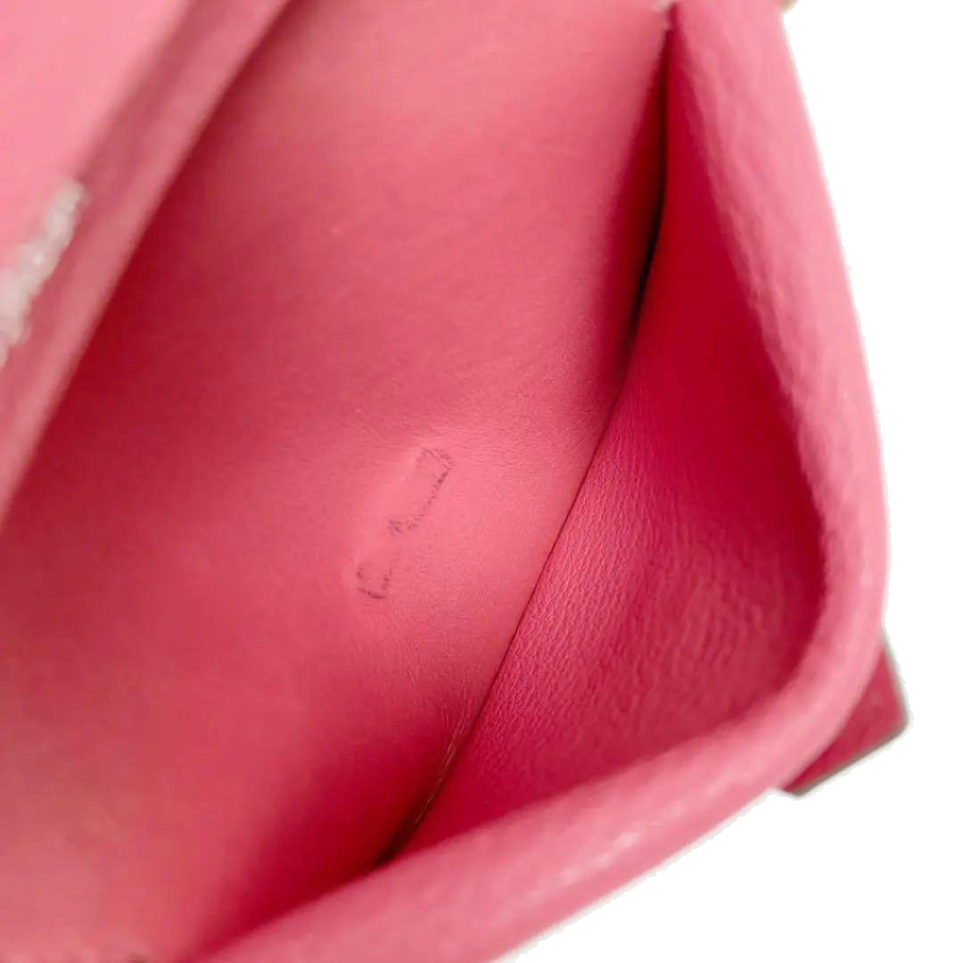 HERMES エルメス ベアンミニ 二つ折り財布 シェーブル ピンク系 シルバー金具  X刻印（2016年頃製造）