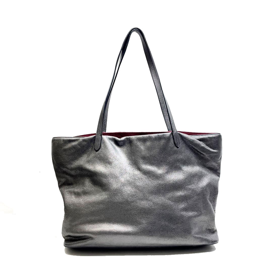 LOEWE ロエベ トートバッグ アナグラム レザー シルバーグレー系