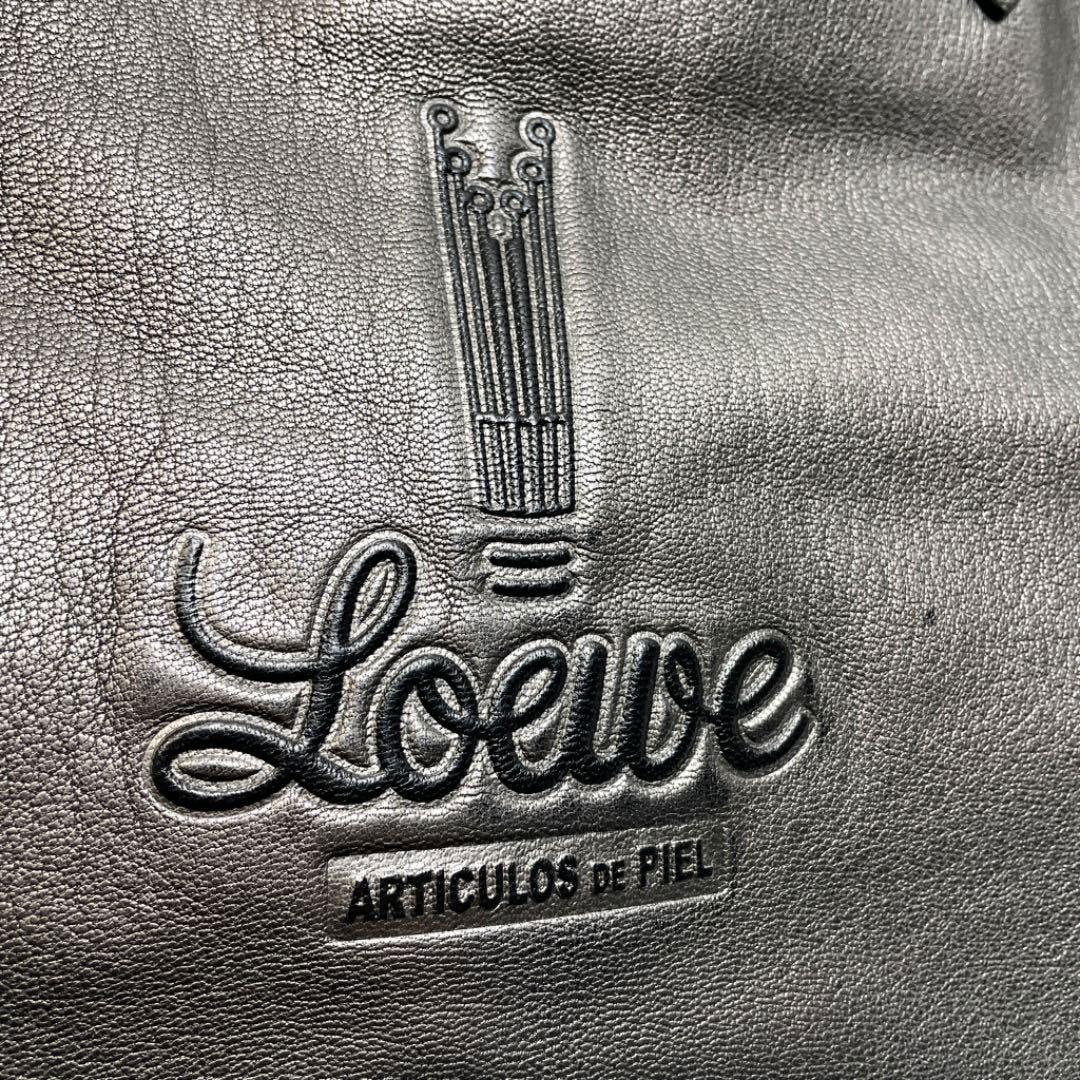 LOEWE ロエベ トートバッグ アナグラム レザー シルバーグレー系
