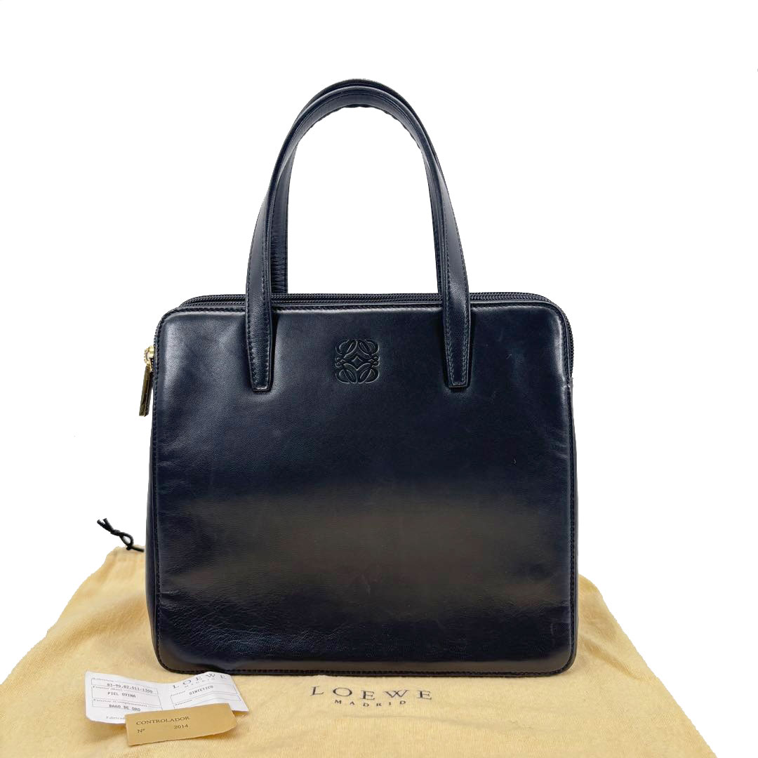 LOEWE ロエベ ハンドバッグ アナグラム ラムレザー ブラック/ゴールド