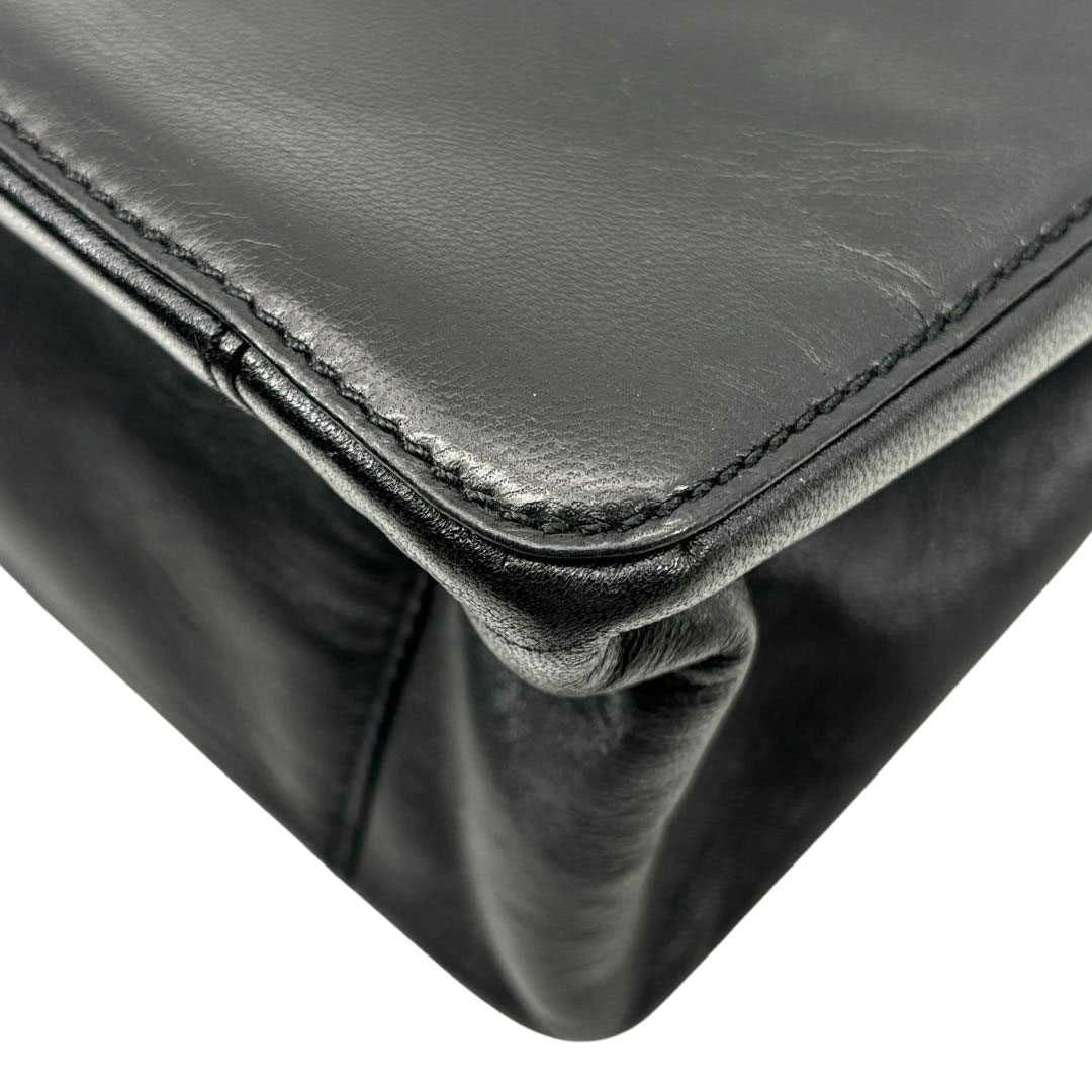 AA978 LOEWE ハンドバッグ レザー アナグラム ゴールド金具 ブラック LOEWE ロエベ ハンドバッグ アナグラム ラムレザー ブラック/ゴールド