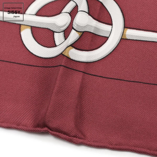 □エルメス□ スカーフ カレ90 「CLIQUETIS」 シルク ボルドー マルチ