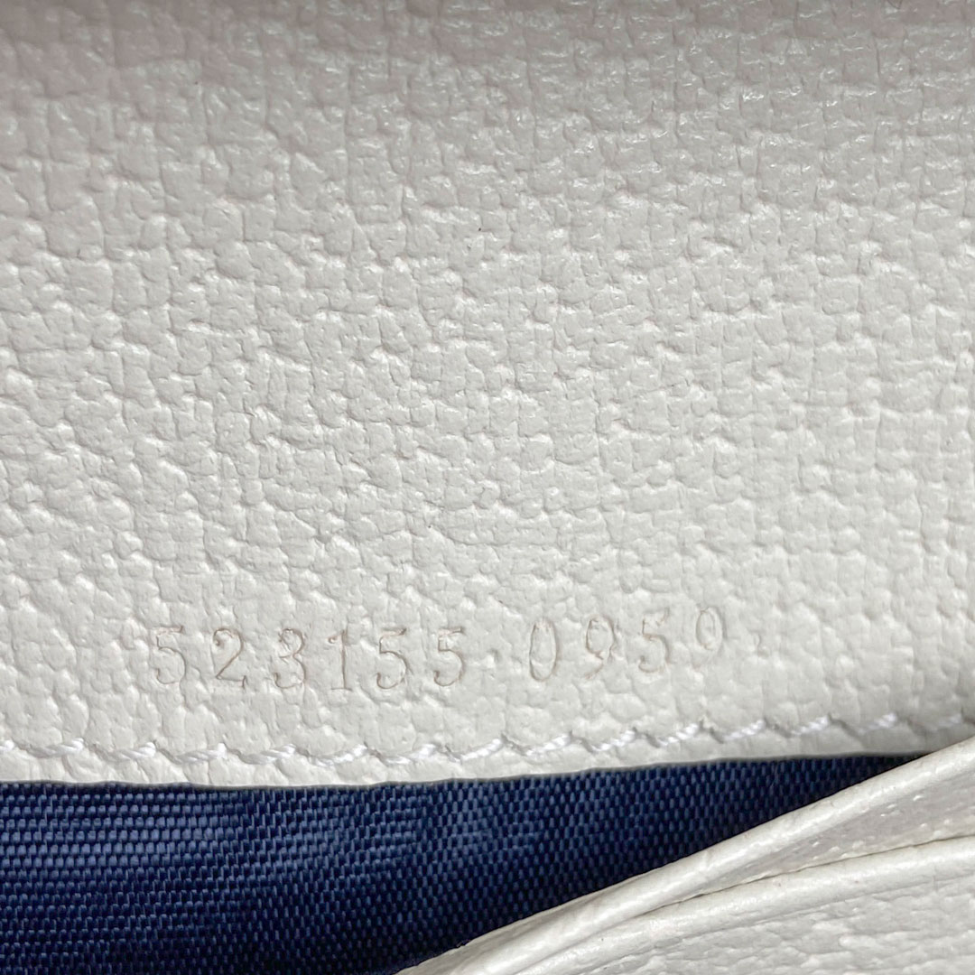 GUCCI グッチ オフディア コンパクト二つ折り財布 カードケース レザー アイボリー ネイビー レッド 523155