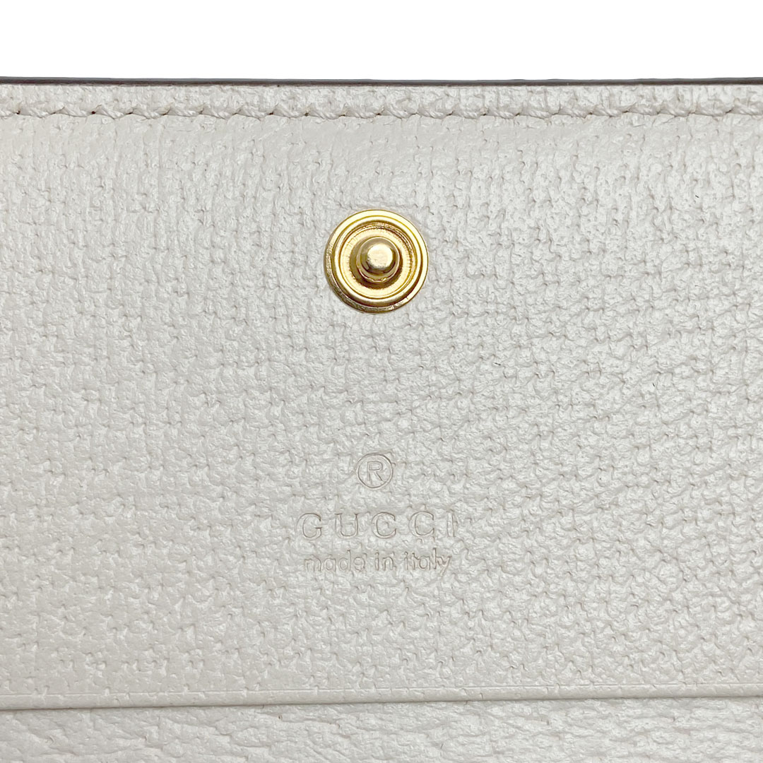 GUCCI グッチ オフディア コンパクト二つ折り財布 カードケース レザー アイボリー ネイビー レッド 523155