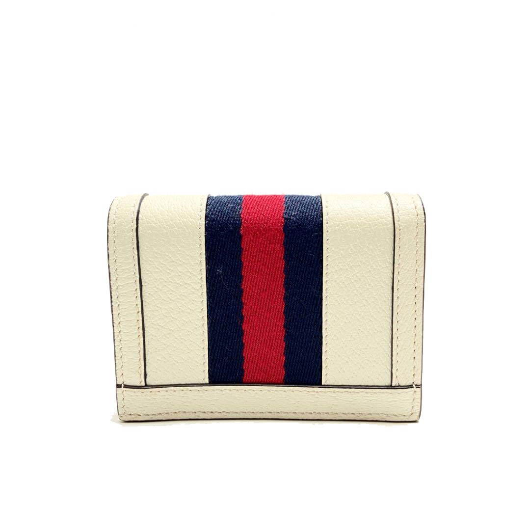 GUCCI グッチ オフディア コンパクト二つ折り財布 カードケース レザー アイボリー ネイビー レッド 523155