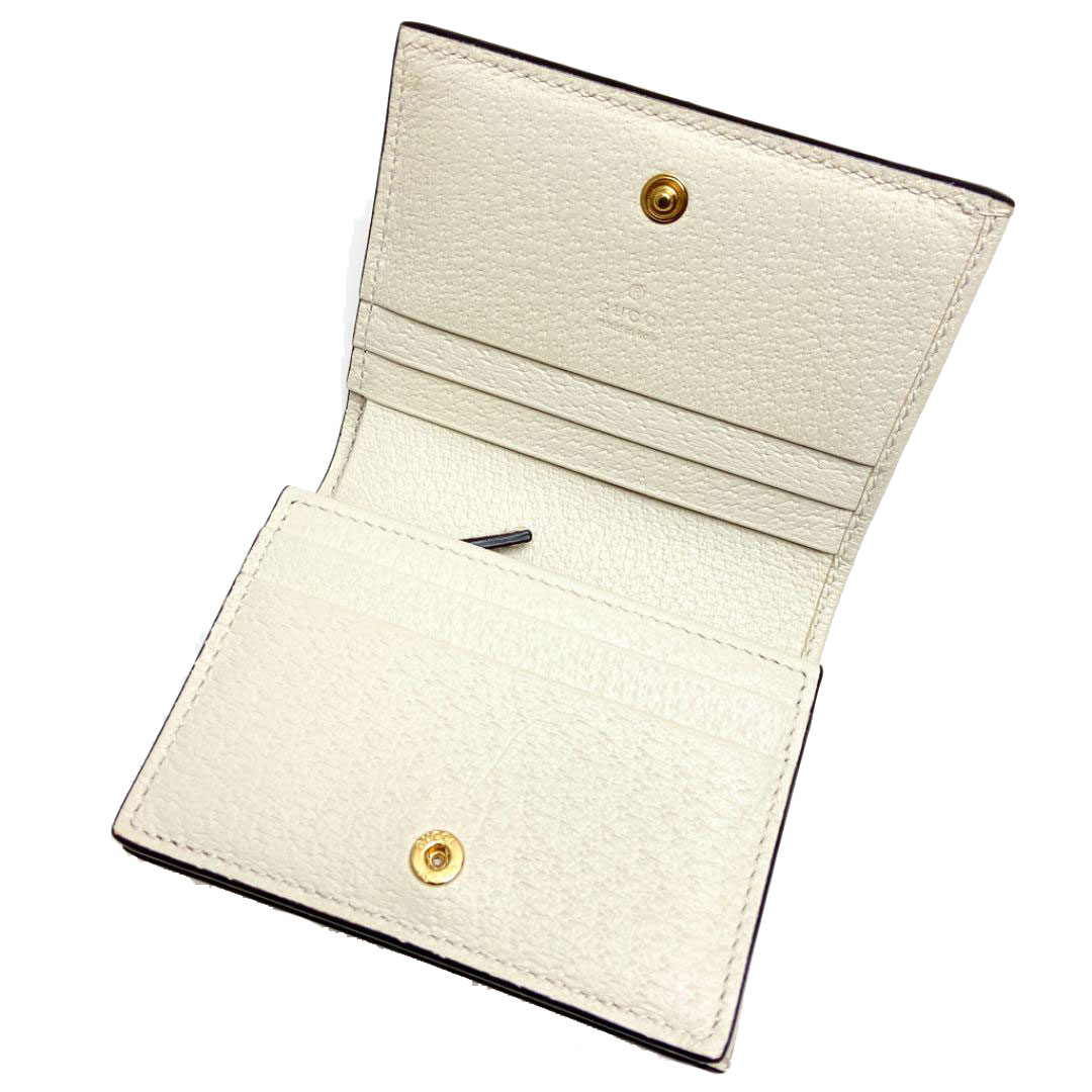 GUCCI グッチ オフディア コンパクト二つ折り財布 カードケース レザー アイボリー ネイビー レッド 523155