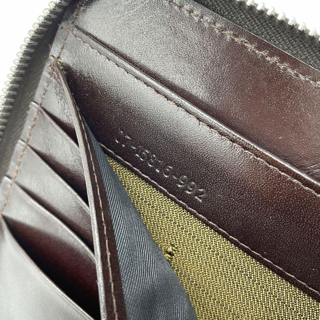 FENDI フェンディ ラウンドファスナー 二つ折り財布 キャンバス ズッカ柄 ブラウン