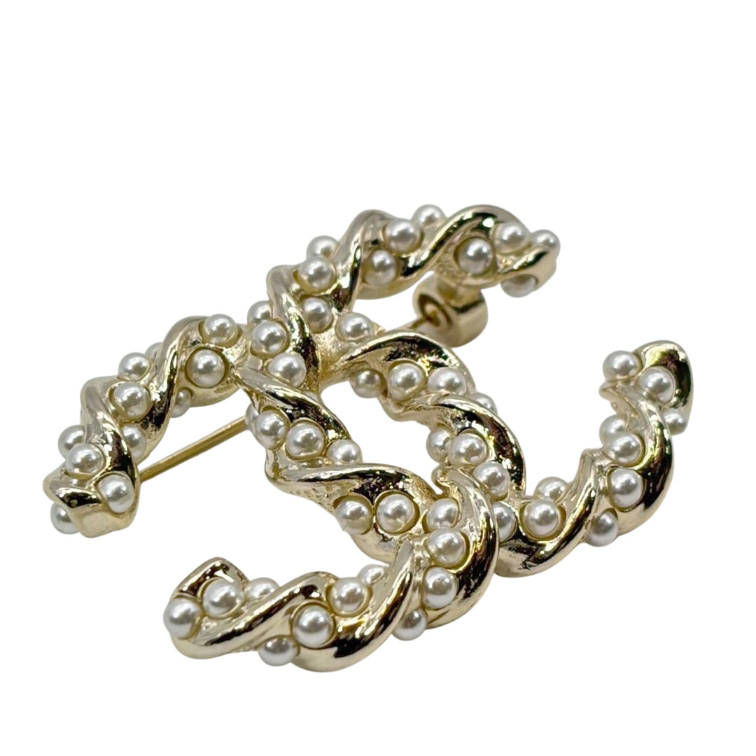 CHANEL シャネル ブローチ ココマーク ツイスト フェイクパール C25V