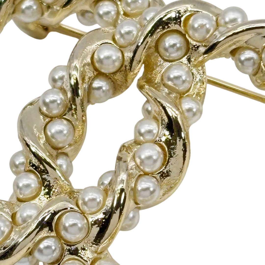 CHANEL シャネル ブローチ ココマーク ツイスト フェイクパール C25V