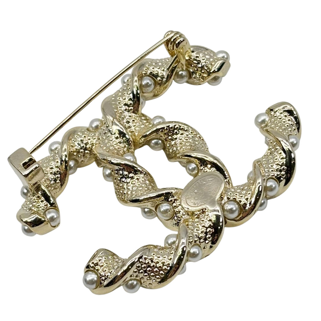 CHANEL シャネル ブローチ ココマーク ツイスト フェイクパール C25V