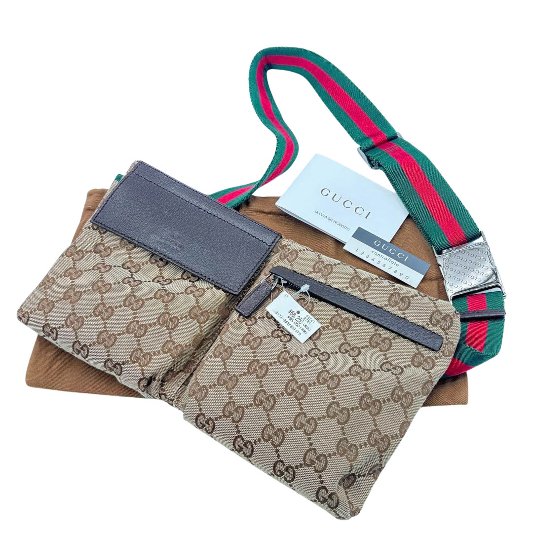 GUCCI グッチ ウェストバッグ ボディバッグ シェリーライン GGキャンバス ベージュ/ブラウン 28566 197712