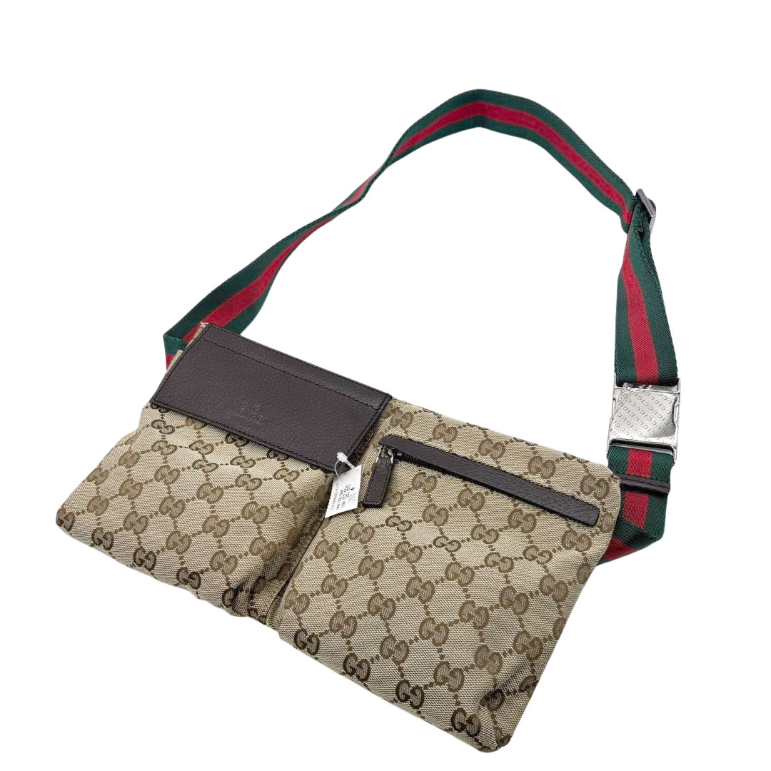 GUCCI グッチ ウェストバッグ ボディバッグ シェリーライン GGキャンバス ベージュ/ブラウン 28566 197712