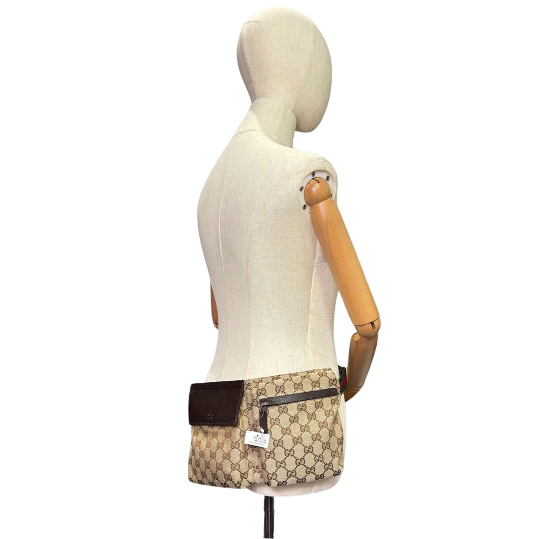 GUCCI グッチ ウェストバッグ ボディバッグ シェリーライン GGキャンバス ベージュ/ブラウン 28566 197712