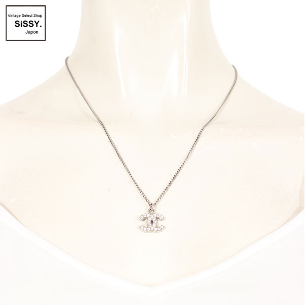 ■シャネル■ ココマーク ネックレス ラインストーン シルバー B11V 【CHANEL】