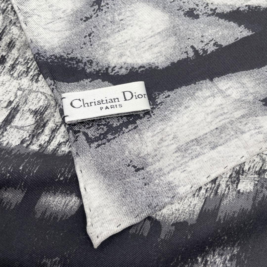 Christian Dior クリスチャンディオール スカーフ シルク ブラック グレー