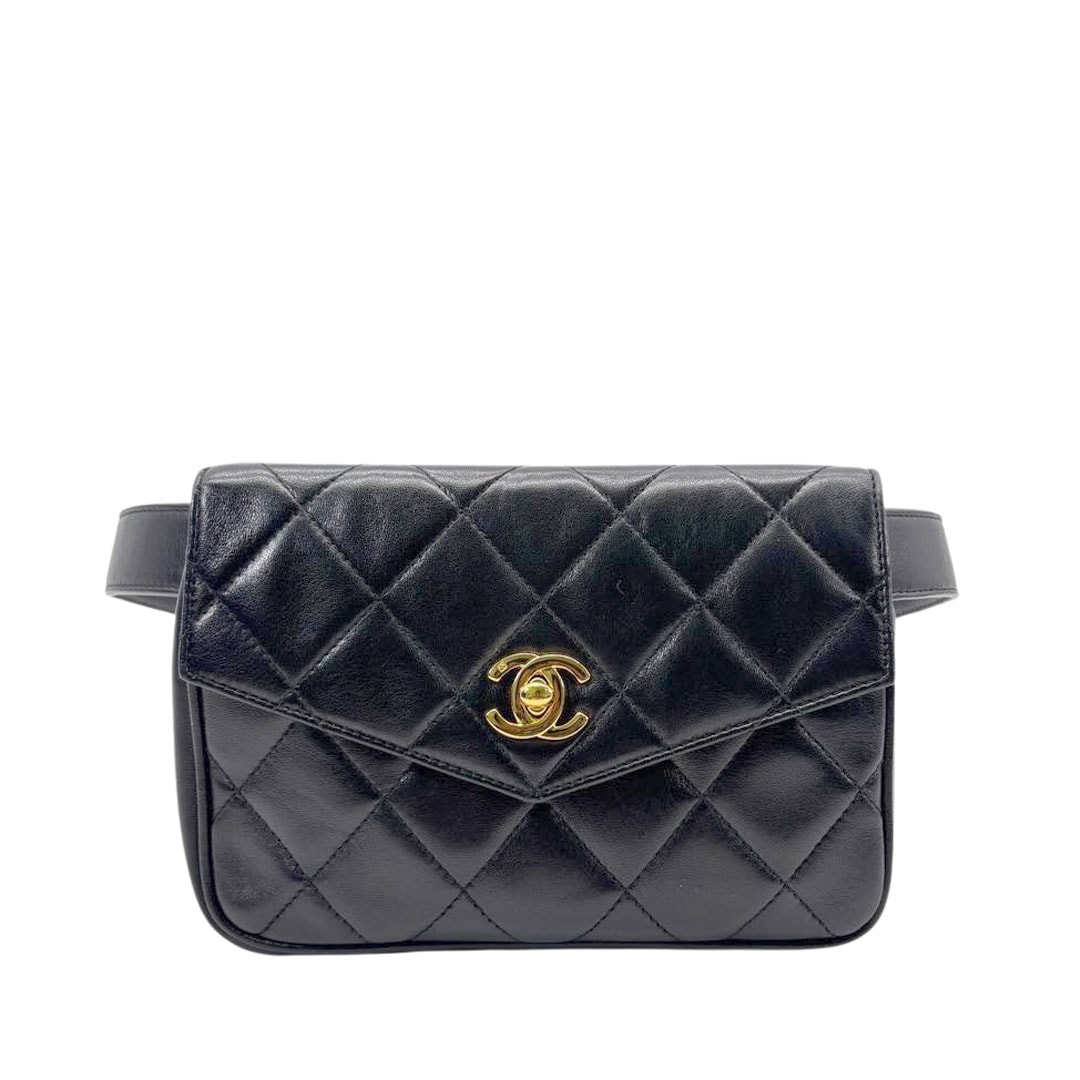 シャネル マトラッセ ラムスキン ウエストポーチ CHANEL シャネル マトラッセ ウエストバッグ ターンロック ラムスキン