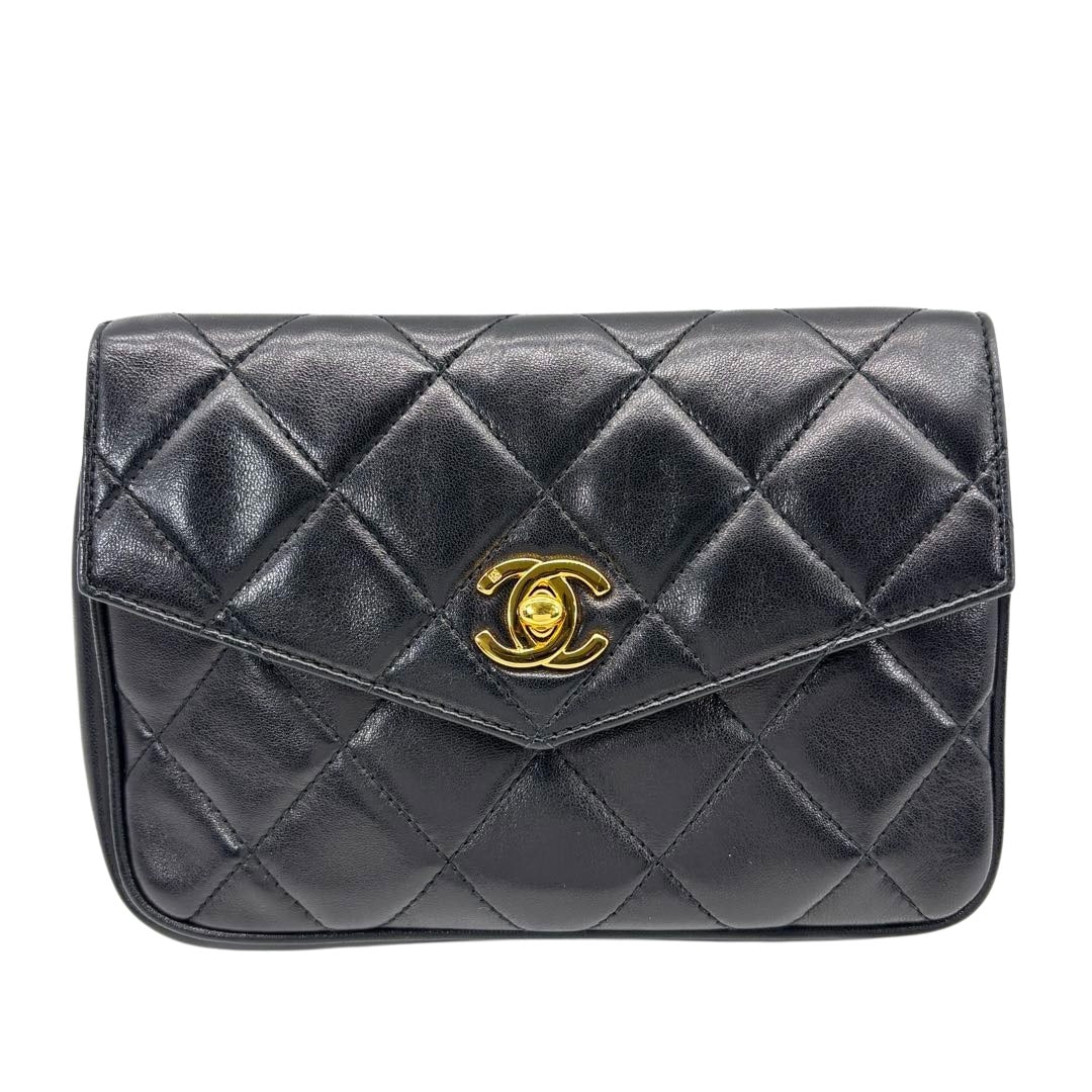 CHANEL シャネル マトラッセ ウエストバッグ ターンロック ラムスキン