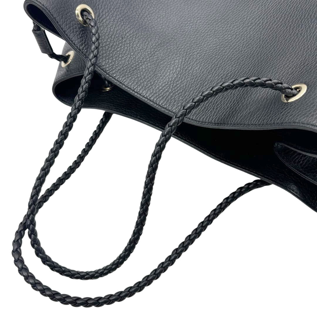 GUCCI グッチ トートバッグ ロゴ レザー ブラック 380118 アウトレット品