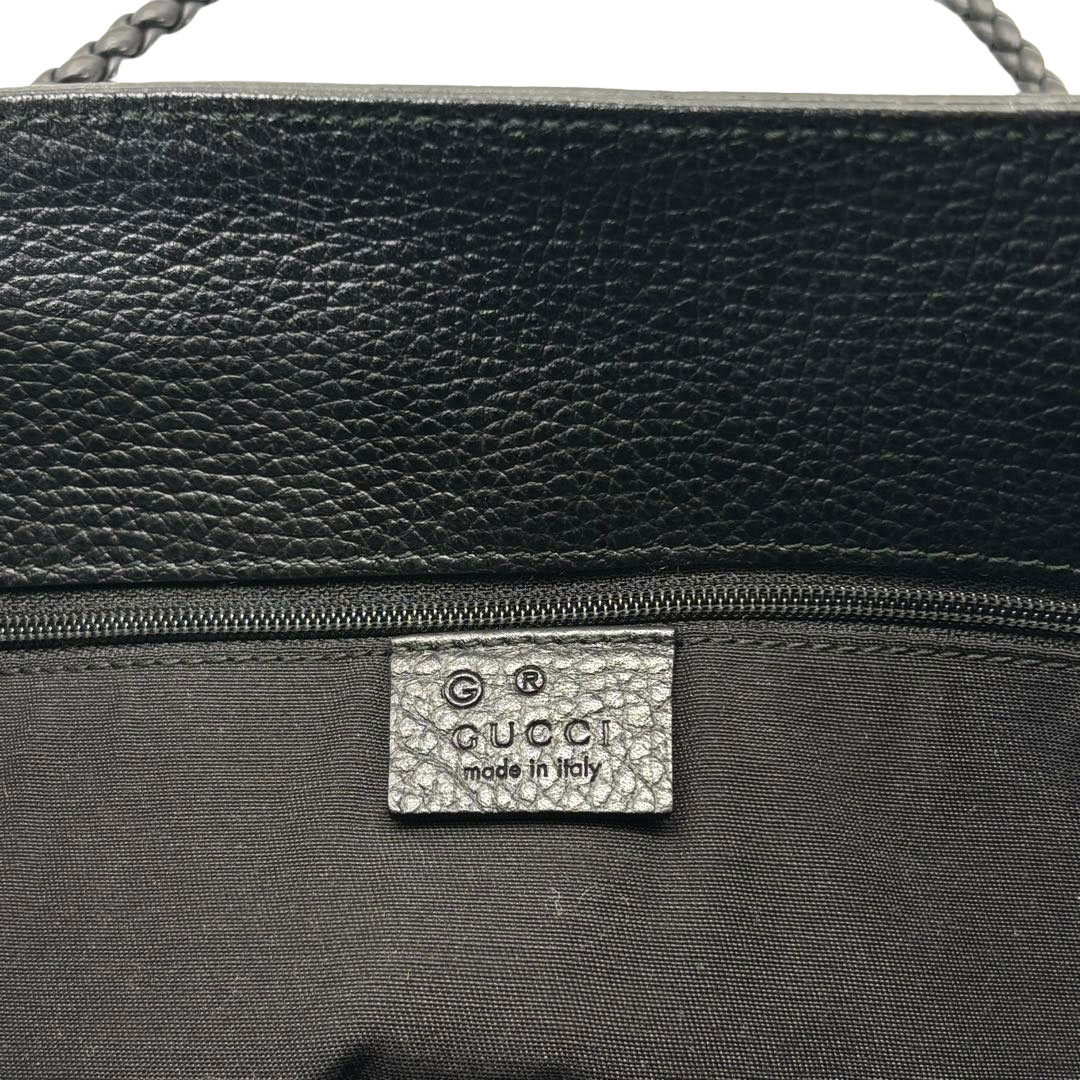 GUCCI グッチ トートバッグ ロゴ レザー ブラック 380118 アウトレット品