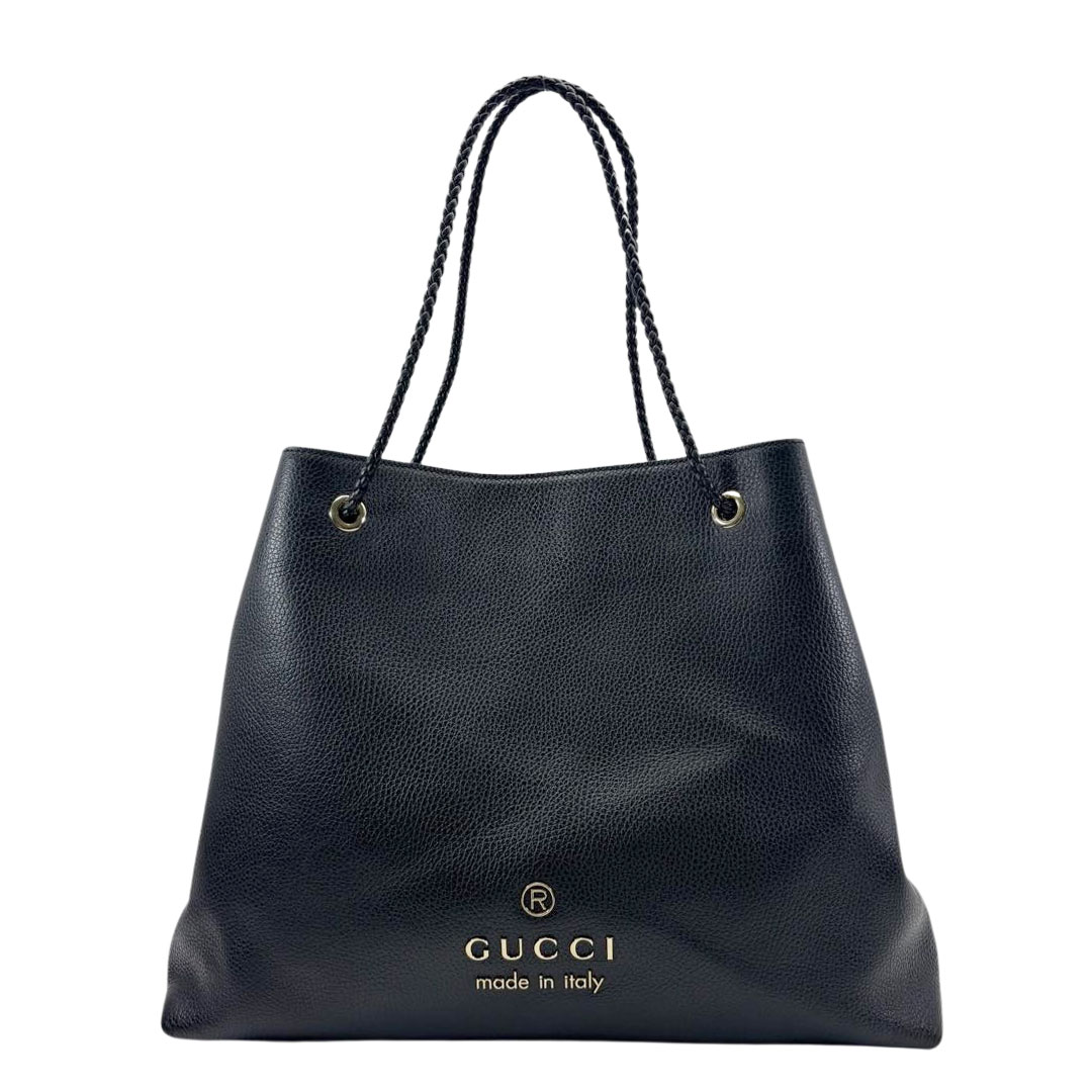 GUCCI グッチ トートバッグ ロゴ レザー ブラック 380118 アウトレット品