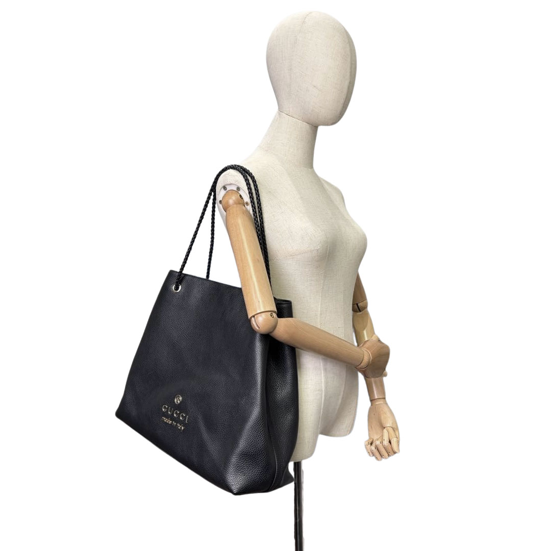 GUCCI グッチ トートバッグ ロゴ レザー ブラック 380118 アウトレット品