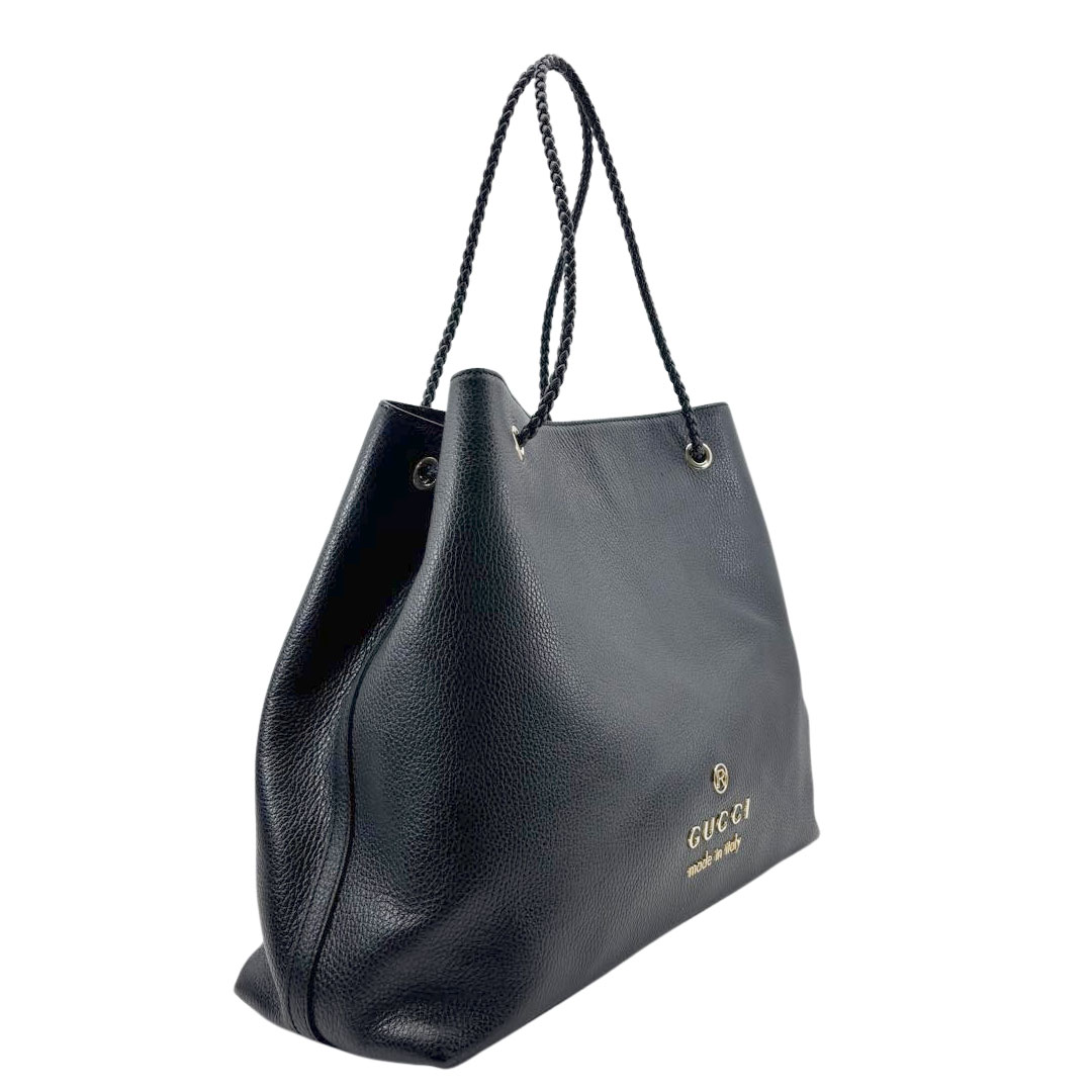 GUCCI グッチ トートバッグ ロゴ レザー ブラック 380118 アウトレット品