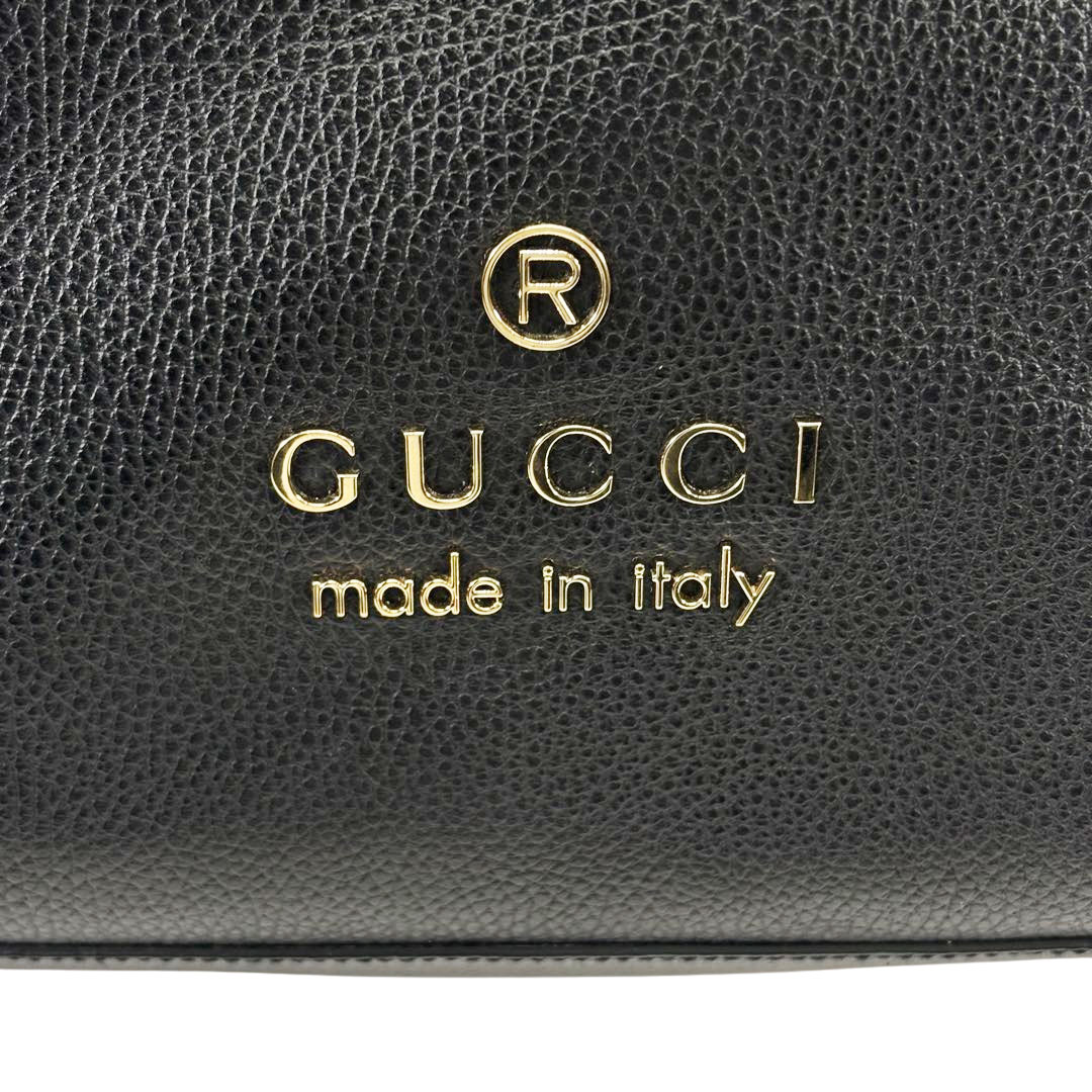 GUCCI グッチ トートバッグ ロゴ レザー ブラック 380118 アウトレット品