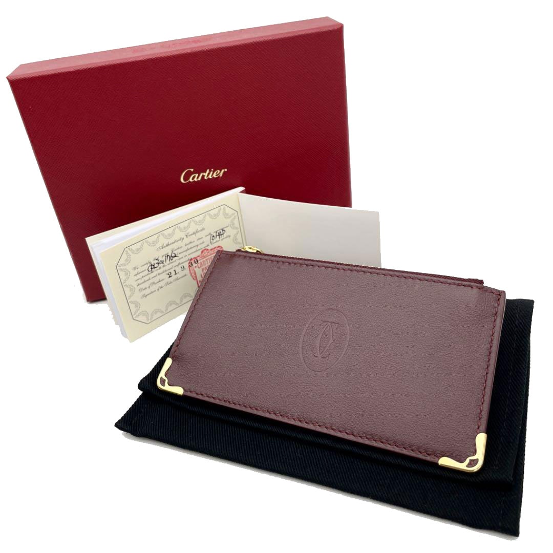 Cartier カルティエ ジップ付 5カード ホルダー マスト ドゥ カルティエ レザー ボルドー L3001762