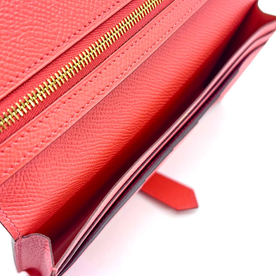 HERMES エルメス ベアンスフレ 二つ折り長財布 ヴォー・エプソン ローズジャイプール/ゴールド金具 T刻印