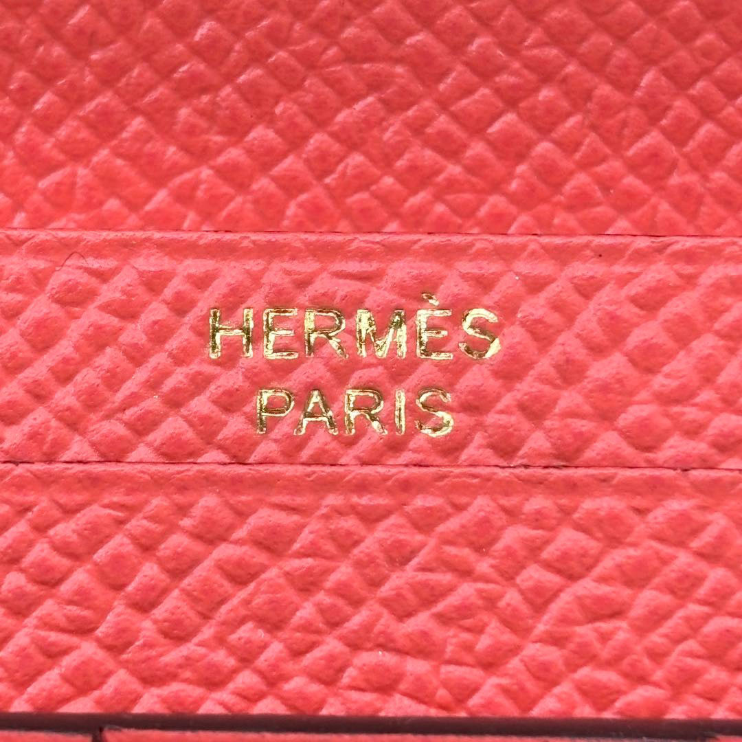 HERMES エルメス ベアンスフレ 二つ折り長財布 ヴォー・エプソン ローズジャイプール/ゴールド金具 T刻印
