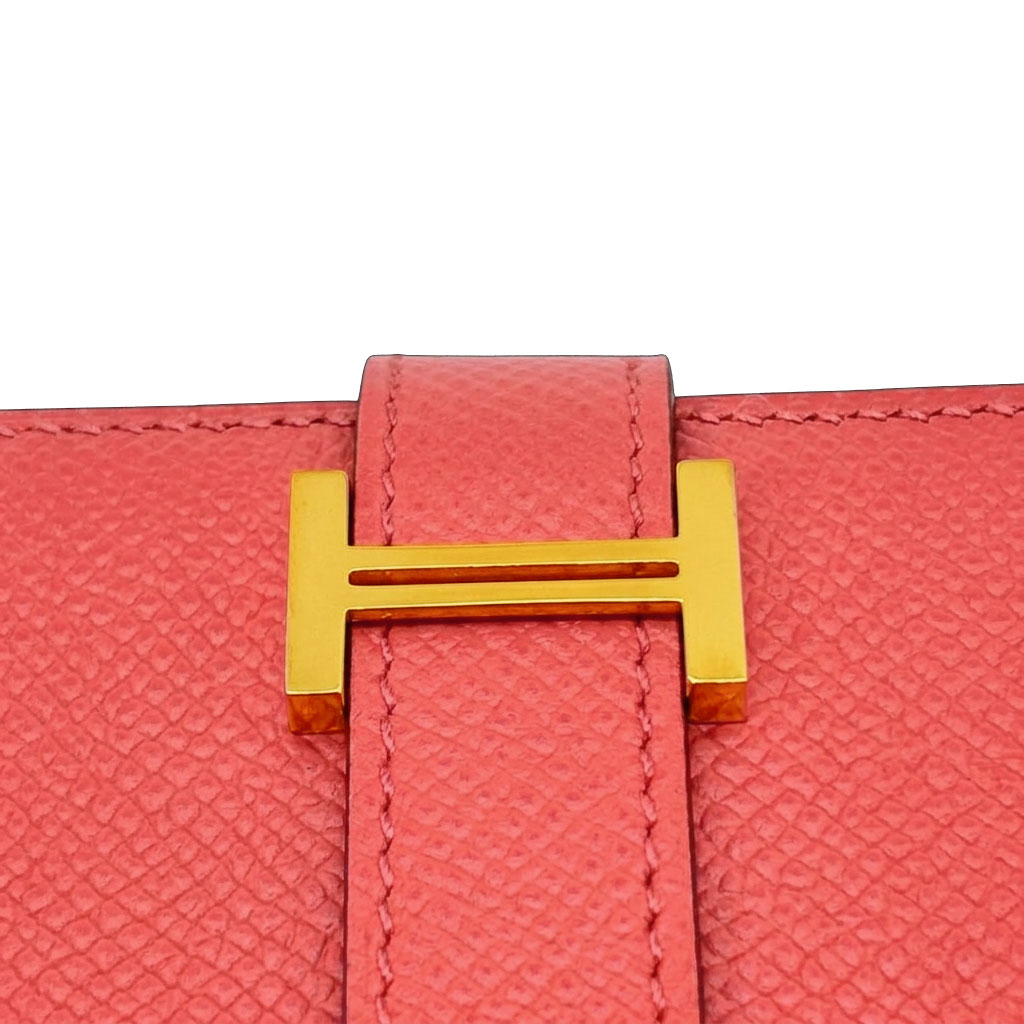 HERMES エルメス ベアンスフレ 二つ折り長財布 ヴォー・エプソン ローズジャイプール/ゴールド金具 T刻印