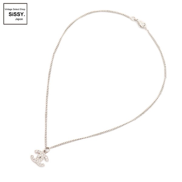 ■シャネル■ ココマーク ネックレス ラインストーン シルバー 09V 【CHANEL】